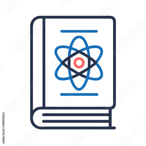 Science Book with Atom Icon: Education, Research, and Knowledge Vector Illustration