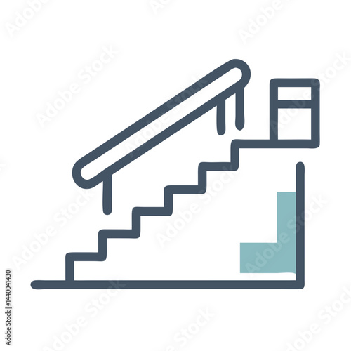 Simple Stairs Illustration With a Handrail on Black Background