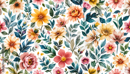 Soft pastel floral illustration featuring blooming flowers on a white background. Perfect for spring designs, wedding invites, or nature-inspired projects.