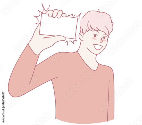 A fashionable individual is joyfully posing with their smartphone, capturing a delightful and memorable moment