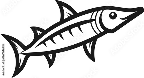 Barracuda icon line art vector on transparent background