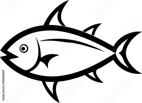 Tuna icon line art vector on transparent background