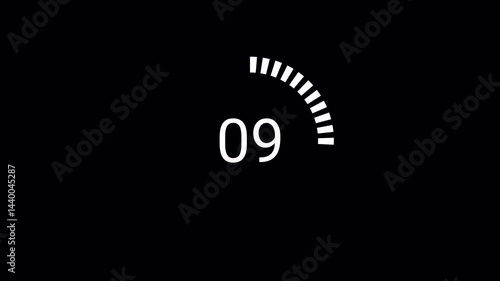 15 seconds countdown timer animation from 15seconds to 0 seconds with alpha channel , 15 second countdown timer on a transparent background.