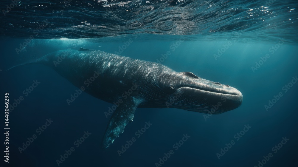 Naklejka premium Humpback Whale Gliding Underwater