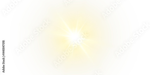 Vector transparent sunlight with sun glare. Overlay, Sun rays and glare, Sun, sunrays, light transitions, lens flare, light leaks and glare in PNG format. PNG sunlight flare. Golden flash and glare.	