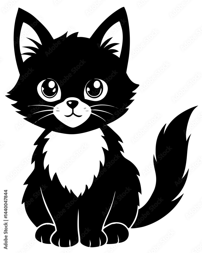 Obraz premium black and white cat vector