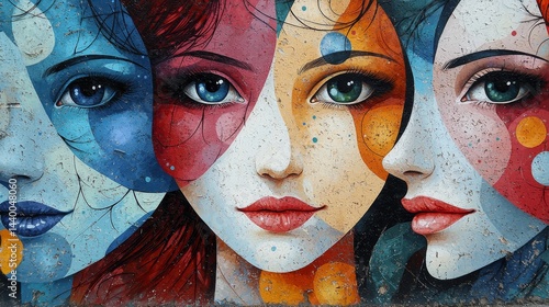 Colorful Abstract Portraits of Four Women in Artistic Design