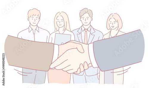 An illustration of a handshake, symbolizing a strong business partnership and teamwork within an organization