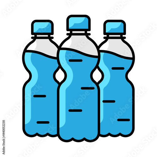 Obraz na płótnie Plastic bottles with water icon. Aqua or liquid thin line illustration. w salonie