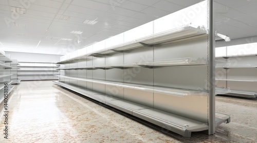Empty retail shelves in a modern store.