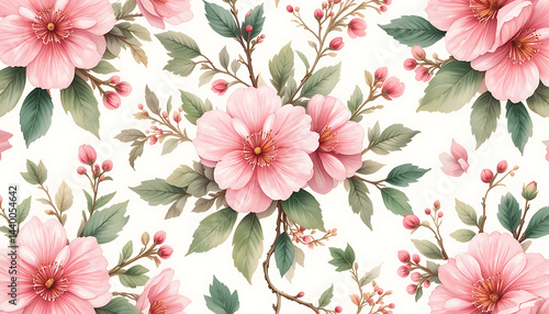 Soft pastel floral illustration featuring blooming flowers on a white background. Perfect for spring designs, wedding invites, or nature-inspired projects.