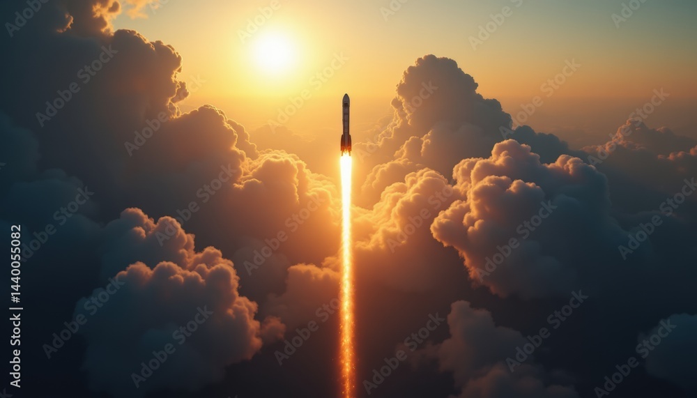 Fototapeta premium Mid air shot of Space Exploration Private Spaceflight Launch