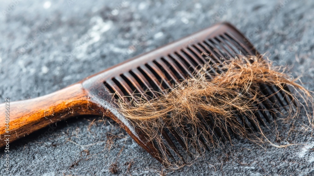 Obraz premium Image of a comb with fallen hair on it, indicating hair loss.