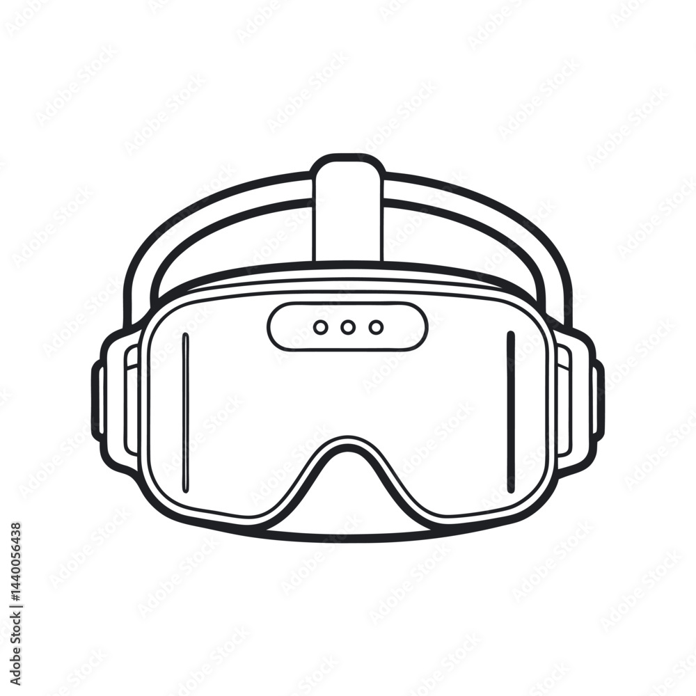 Outline of Virtual Reality Headset Line Artwork Outline of Virtual Reality Headset Line Artwork