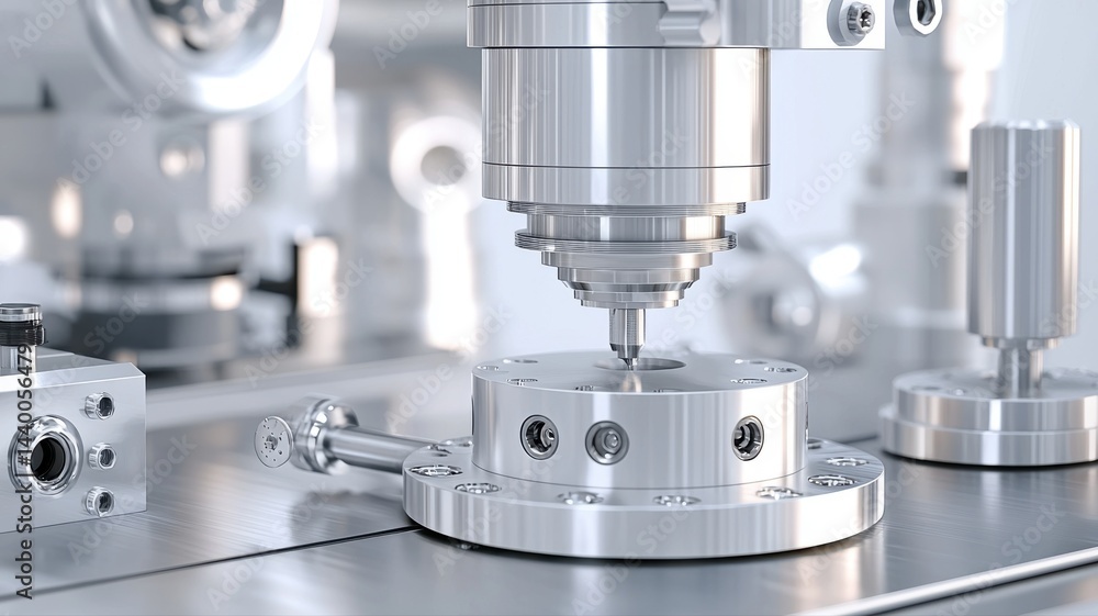 Precision Engineering: Silver Metal Machine Tool Close-up metal machine tool precision engineering Precision Engineering: Silver Metal Machine Tool Close-up metal machine tool precision engineering