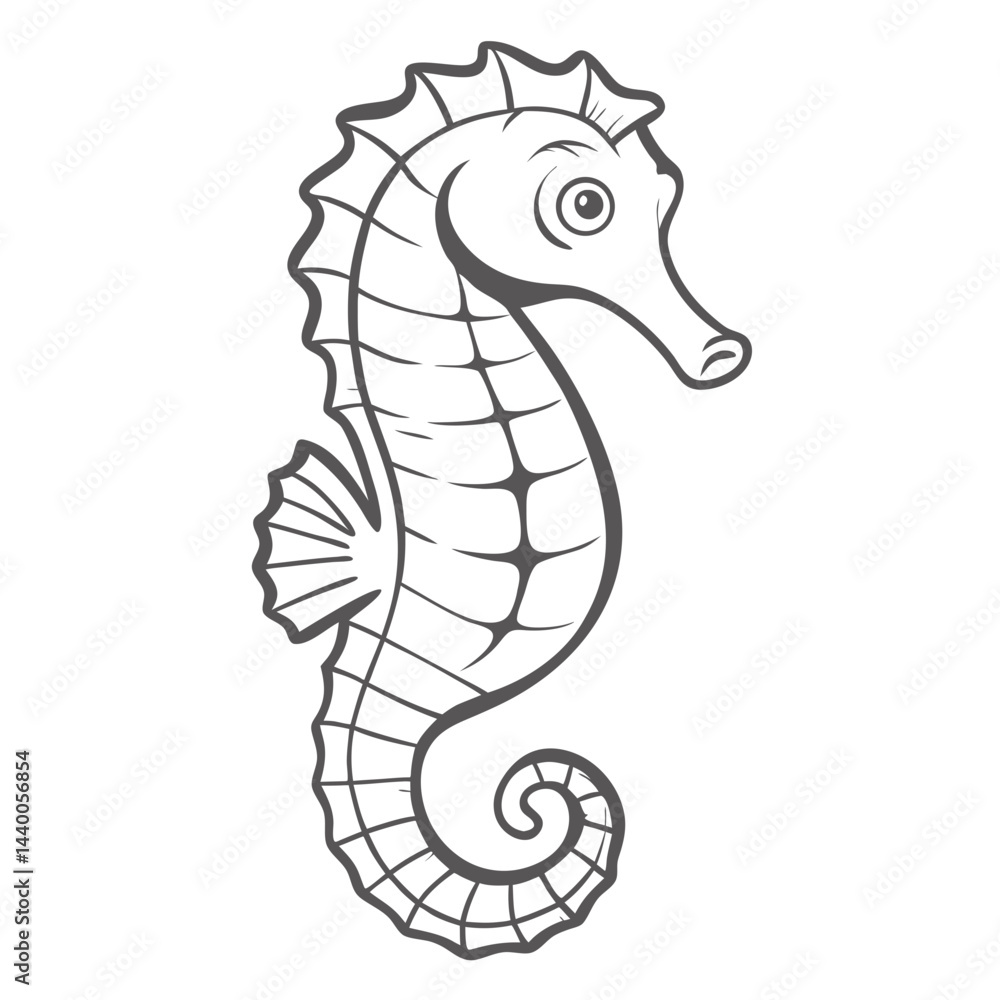 Fototapeta premium Lined Seahorse Illustration - Hippocampus Erectus