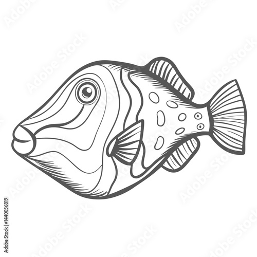 Picasso Triggerfish Line Art Illustration