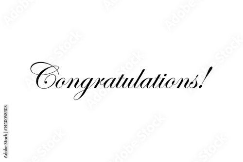 筆記体で書いた、Congratulations!（おめでとうございます！）の文字の、おしゃれなロゴマーク
