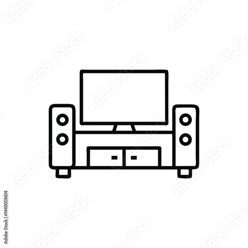 tv stand with speakers on white background for web and graphic design