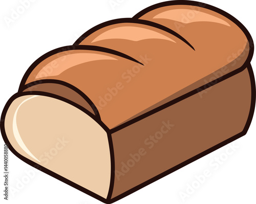A loaf of bread vector with a slice cut out in white background
