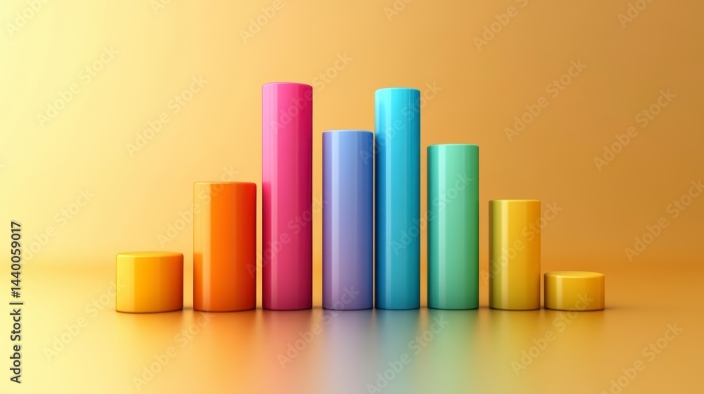 Statistical analysis presentation office workspace infographic design bright colorful environment elevated perspective