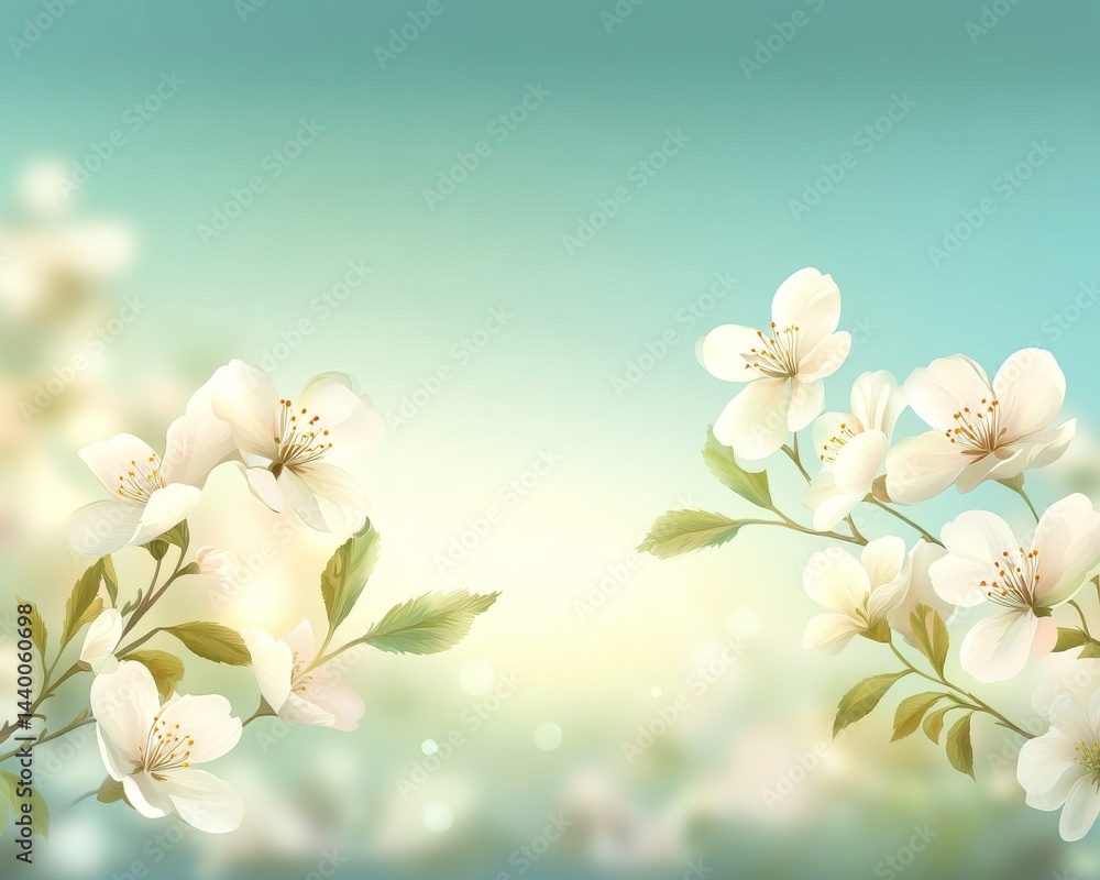 Fototapeta premium The concept of spring is represented by flowers and light, set against a background or texture