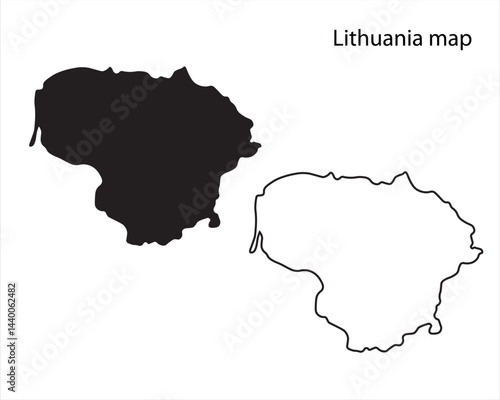 Lithuania map vector illustration, Lithuania map silhouette, Lithuania country Landscape, Black and white Lithuania map