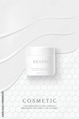 Cosmetics and skin care product ads template on white background with cream texture.