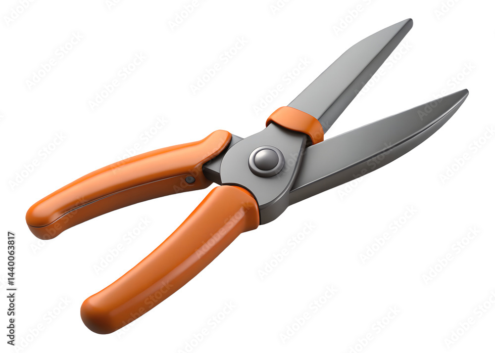 Obraz premium Single garden pruning shear isolated on plain white background.