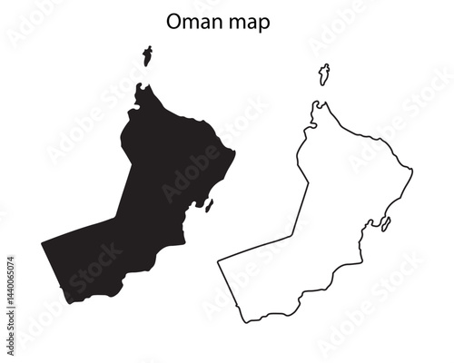 Oman map vector illustration, Oman map silhouette, Oman country Landscape, Black and white Oman map