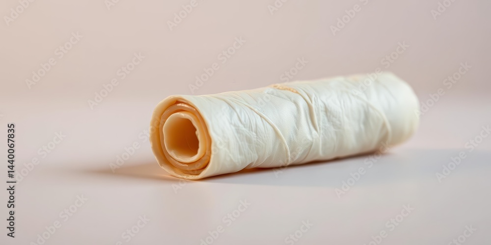 Fototapeta premium Close-up of a single, unlit blunt rolled joint on a neutral background, plant, drug paraphernalia