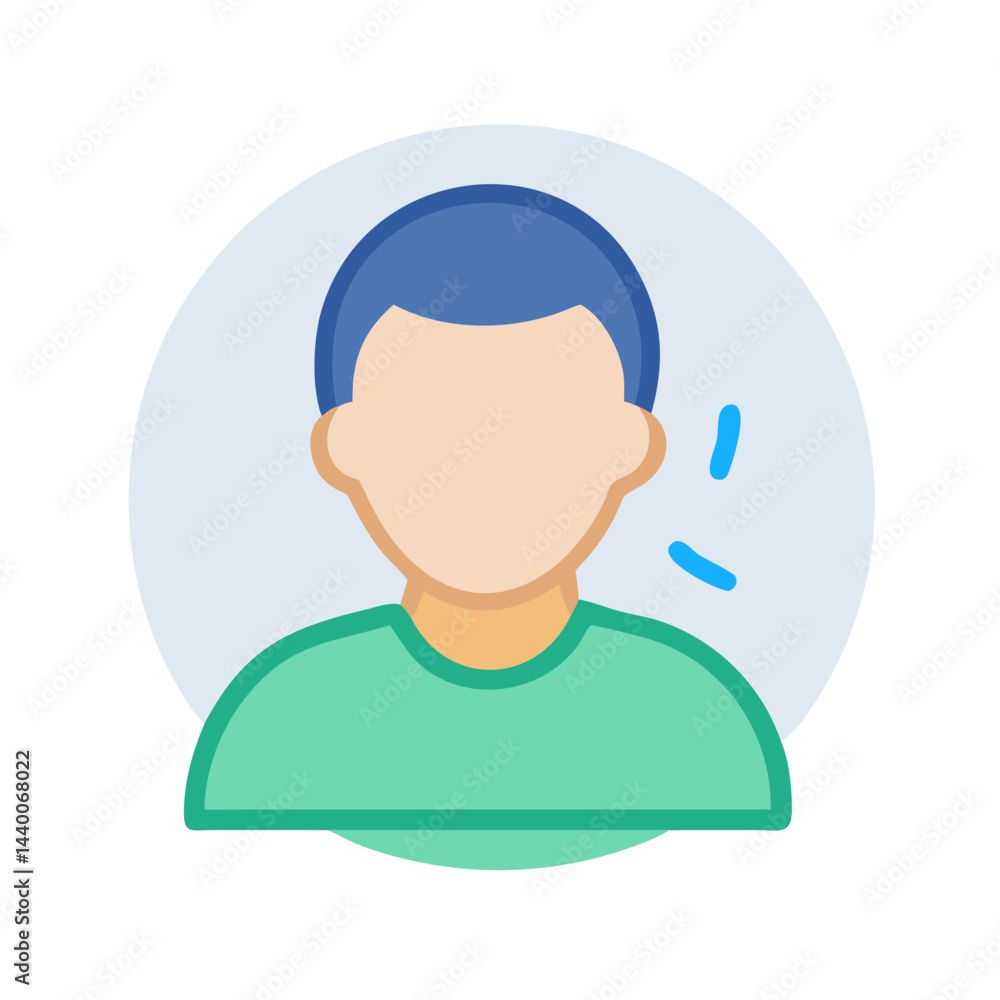 Simple person icon with blue hair in vector format for websites Simple person icon with blue hair in vector format for websites