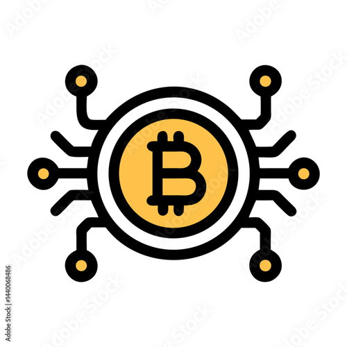 Bitcoin Cryptocurrency Network: Decentralized Digital Currency on Black Background