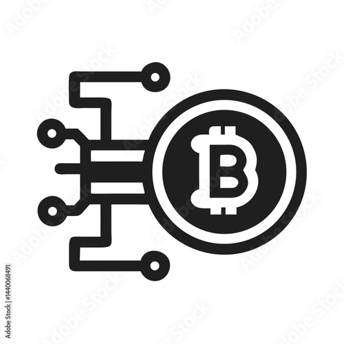 Bitcoin Cryptocurrency Digital Network Blockchain Technology Icon Symbol Vector Illustration