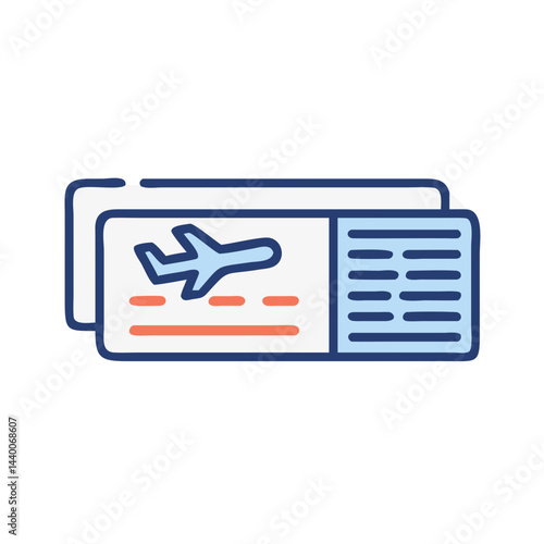 Airplane Ticket Icon Illustration: Travel, Flight, Vacation, and Airline Concept