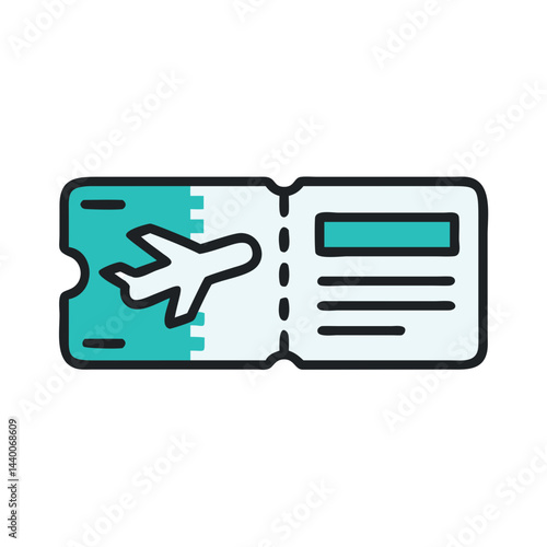 Airplane Ticket Icon for Traveling and Vacations on a Black Background