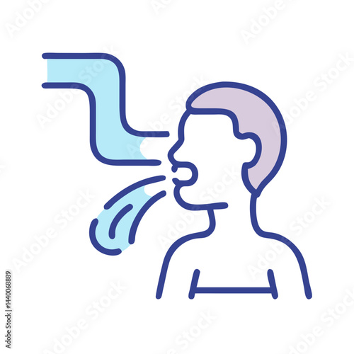Person Coughing Vector Illustration of Respiratory Illness and Viral Infection