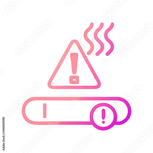 Overheating Battery Warning Sign - Device Issue Symbol, Pink Gradient Design