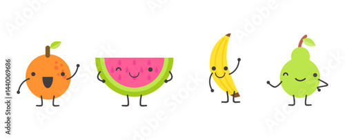 Collection of funny fruit characters