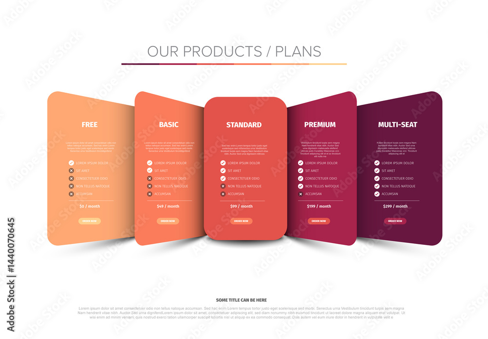 Dynamic Pricing Table for Product Plans or Service Comparison