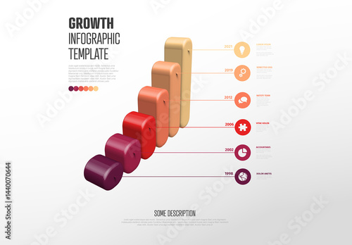 Obraz na płótnie Colorful 3D Bar Chart Growth Timeline Infographic Template w salonie