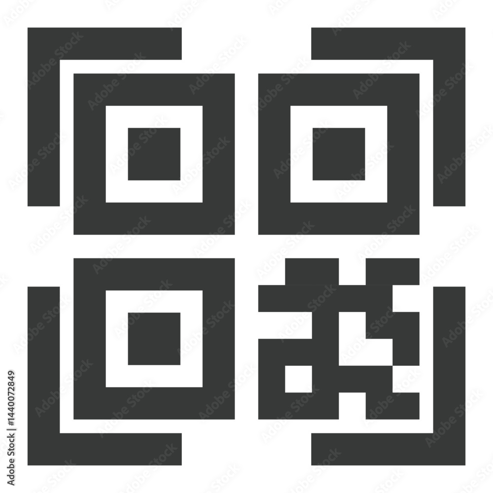 QR code icon isolated on white background. QR code icon isolated on white background.