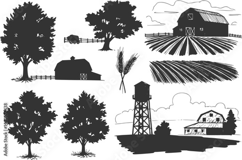 Rural Scene Fragments Sketch
