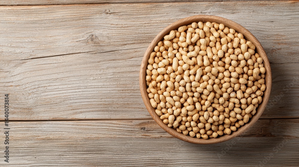 Stylish overhead shot of raw peanuts on a textured wooden surface soft diffused light inviting mood top angle Stylish overhead shot of raw peanuts on a textured wooden surface soft diffused light inviting mood top angle