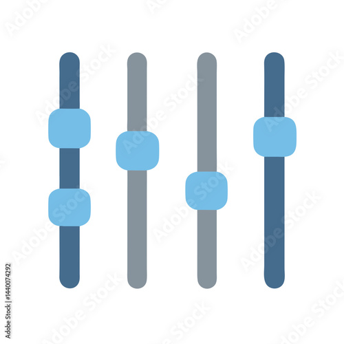 Audio Equalizer or Sound Mixer Interface With Blue Sliders on Black