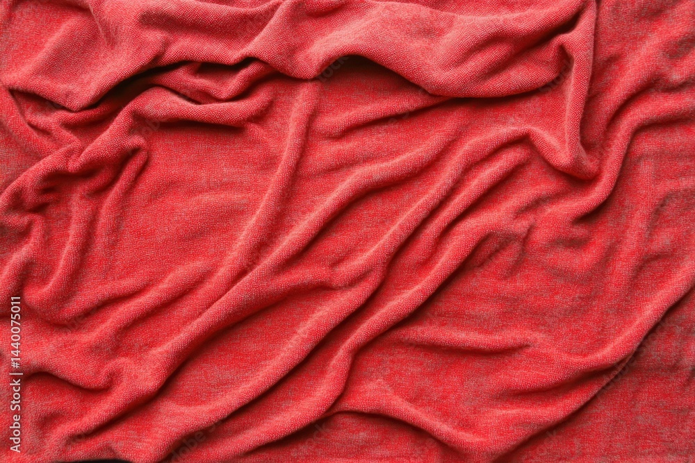 Folded red fabric with subtle texture Folded red fabric with subtle texture