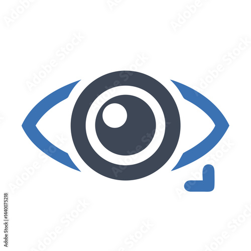 Eye Icon Illustration in Blue and Black - Vision and Perception
