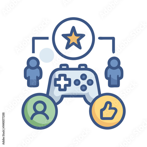 Game Controller with Social Engagement Icons for Community and Interaction