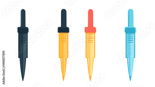 Colorful Pipettes Set: Lab Equipment Illustration