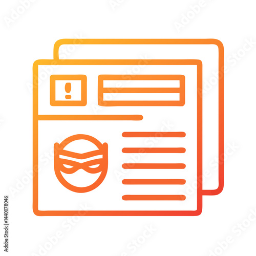 Vigilante Masked Person Icon Illustration, News Report of Anonymous Crimes